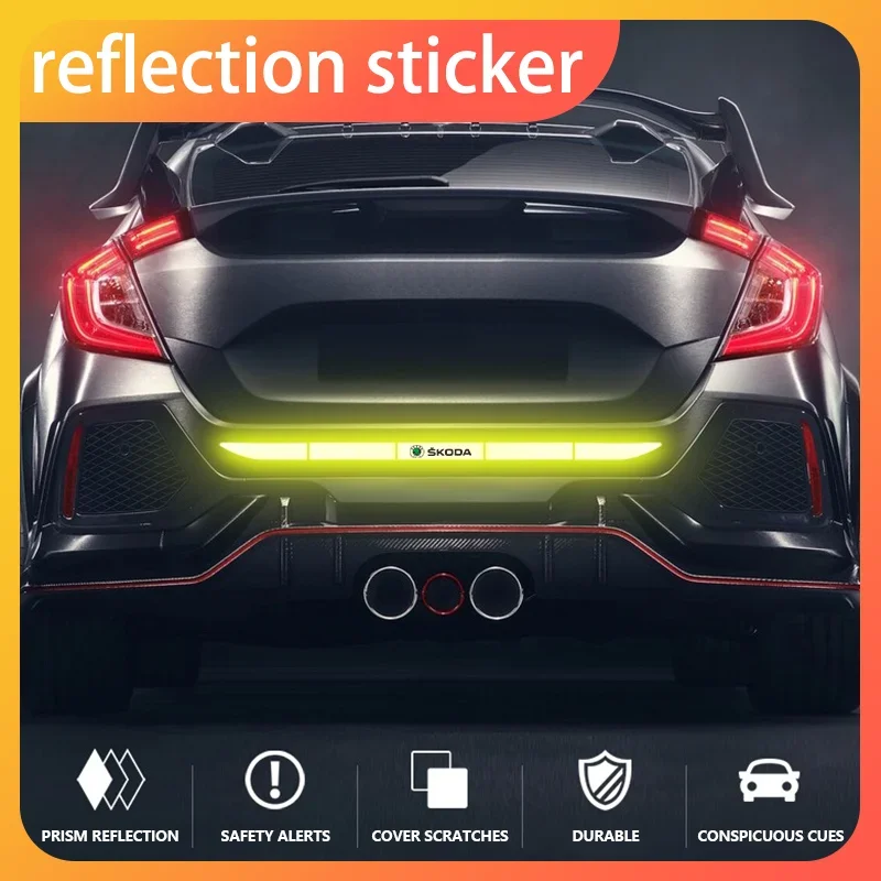 

Car insurance tail car tail safe decorative reflection sticker For Skoda Octavia Rapid Kodiaq Karoq Superb Fabia Kamiq VisionS