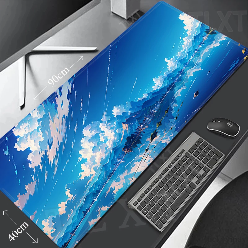 

Computer Mouse Pads Sky Clouds Table Mats Mousepad Company Deskpad 100x50cm Large Computer Gamer Mousepads Office Mouse Mat