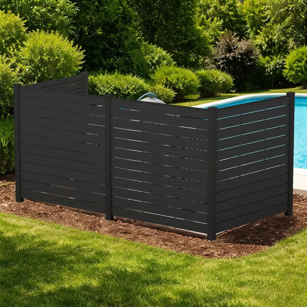 

Aluminum Outdoor Privacy Screen, 4-Panel Black Fence Kit for Patio, Pool, and AC Unit Enclosure