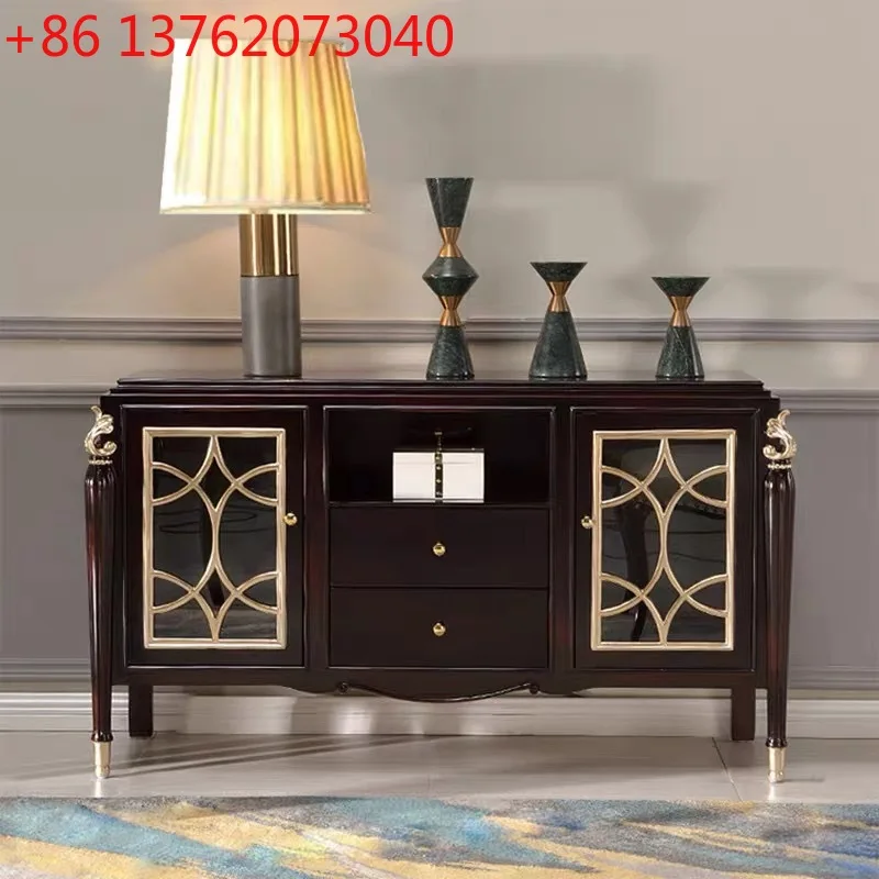 

Современный простой бытовой обеденный боковой шкаф, европейский вход из цельного дерева для гостиной, роскошный декоративный шкаф для хранения