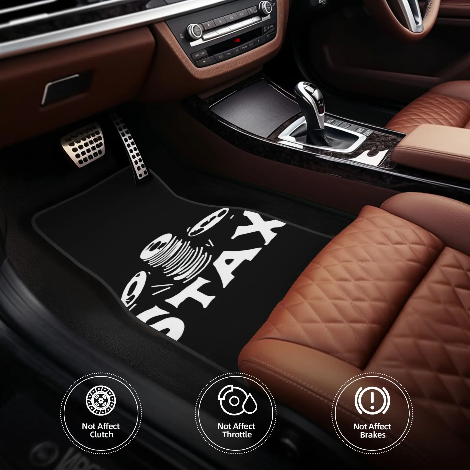 4pcs STAX RECORDS Car Floor Mats - Durable Polyester Fiber, Fit For Cars, Playful Design With 
