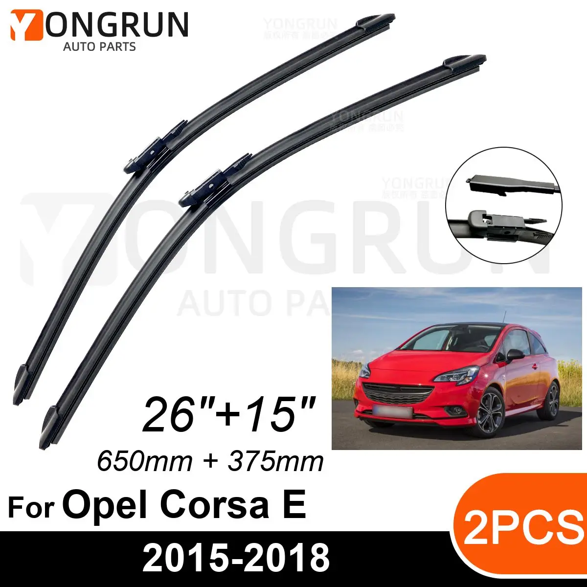 

Car Front Windshield Wipers For Opel Corsa E 2015-2018 Wiper Blade Rubber 26"+15" Car Windshield Windscreen Accessories