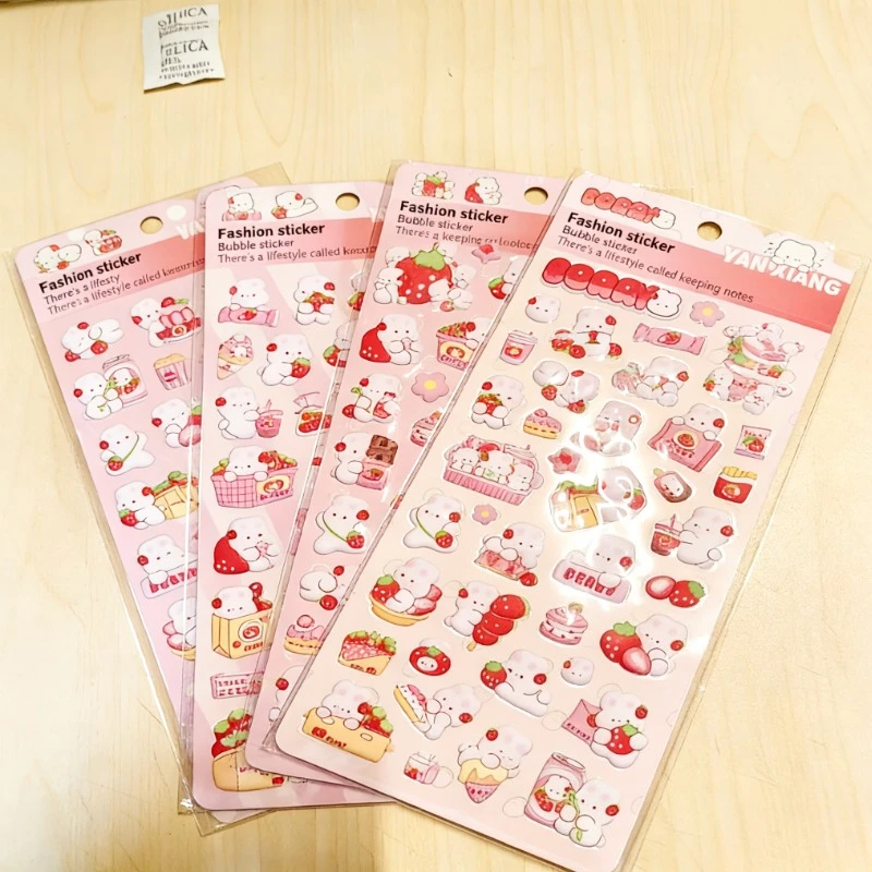 Cartoon creatieve roze aardbei konijntje DIY stickermaterialen - geschikt voor tijdschriften, notitieboekjes en waterbekers