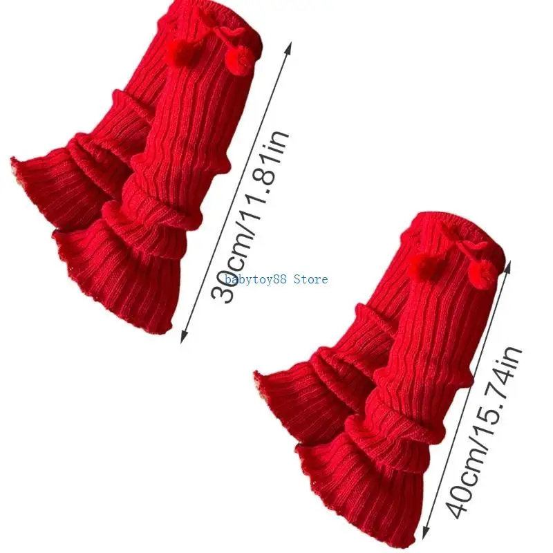 Y4UD متماسكة تدفئة الساق لشتاء ربيع عيد الميلاد مهرجان الفتيات Bowknot مترهل الجوارب الدافئة الساق يغطي طماق تنفس #6
