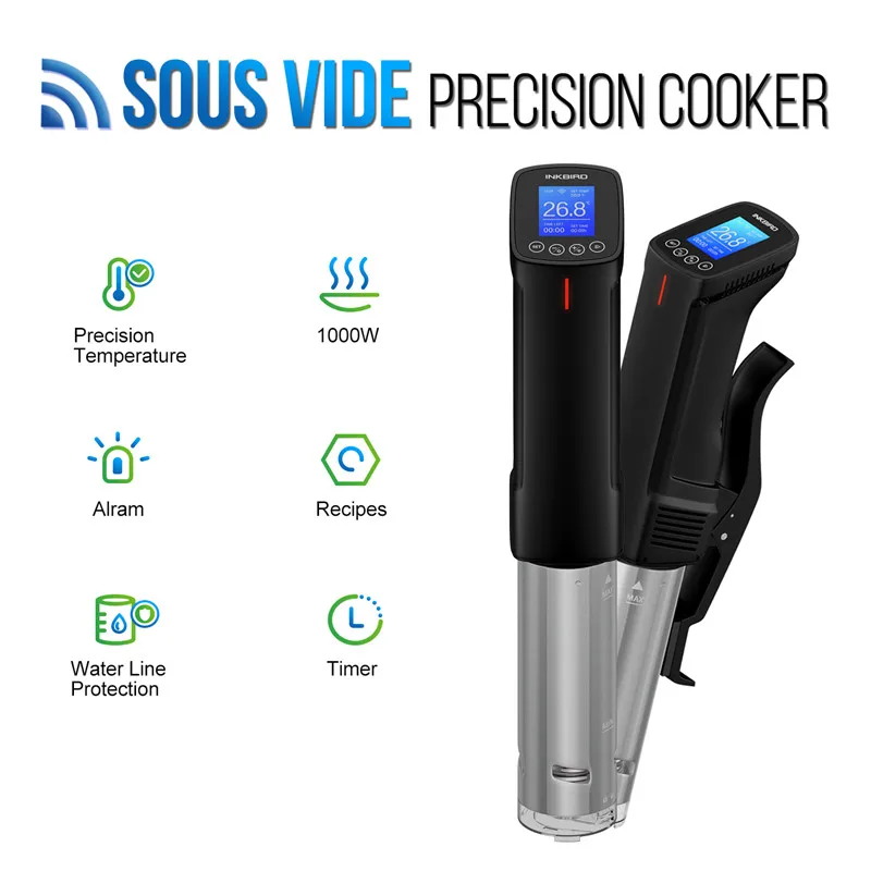 Imagem -02 - Inkbird-sous Vide Fogão a Vácuo com Display Digital Lcd Aquecedor Circulador de Imersão Fogão Lento Função Reserva 220v Isv100w