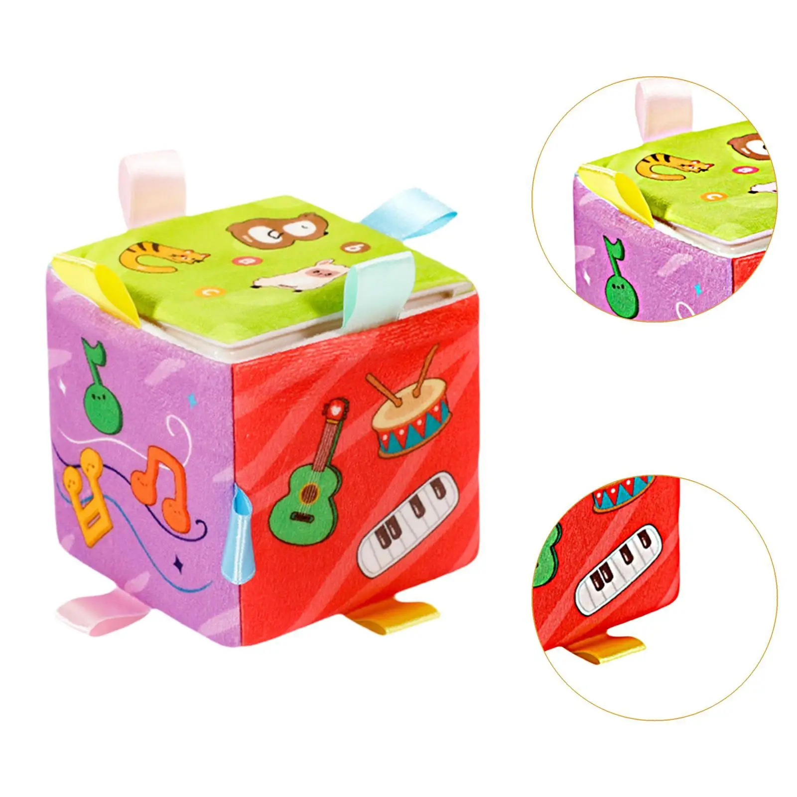 Giocattolo sensoriale con LED Giocattolo da viaggio per l'educazione precoce Neonato multiuso Montessori Cubo occupato Cubo di apprendimento dell'attività Cubo morbido occupato