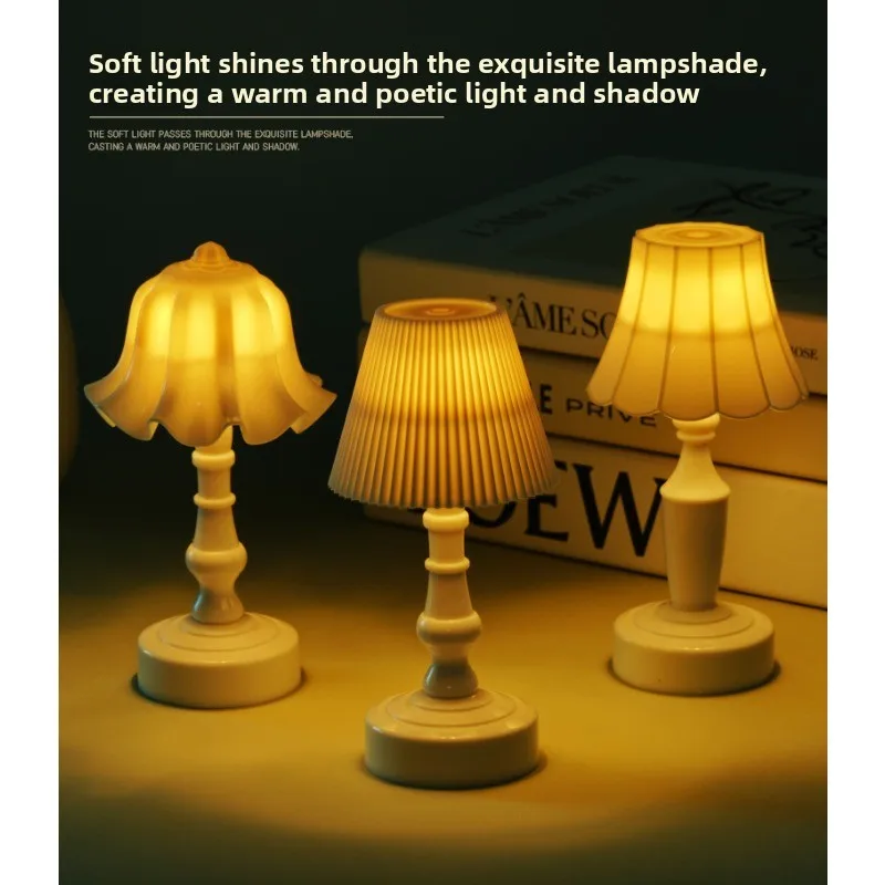 Dollhouse Miniature Flower Bud Table Lamp Night Light Furniture Home Model Decor Toy Doll House Accessories