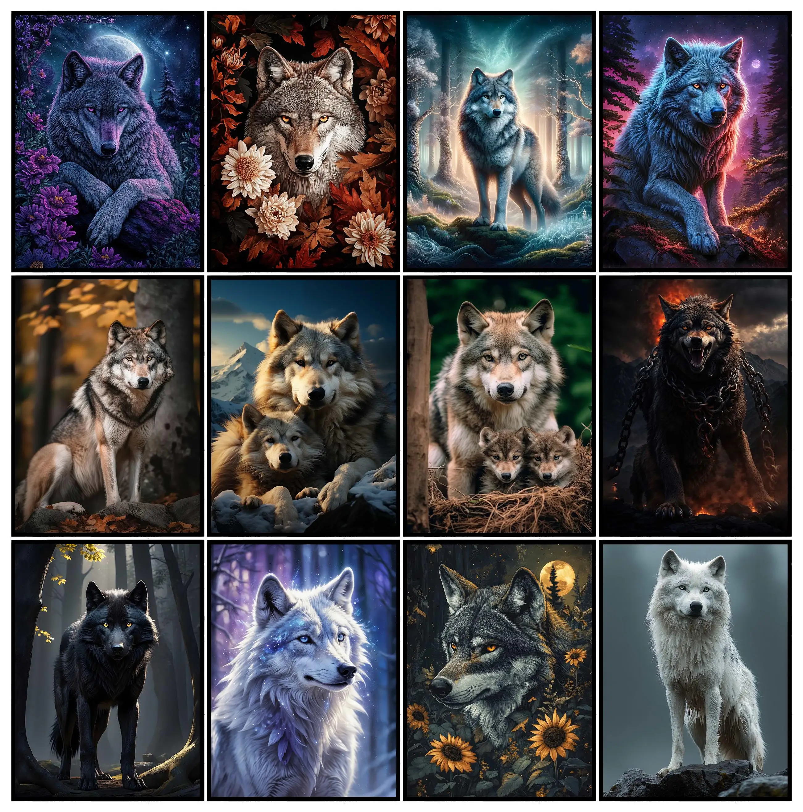 Forest Wild Animal Wolf Ferocious Beast Classic Posters Prints Canvas Painting Wall Art Picture Living Room Home Decor