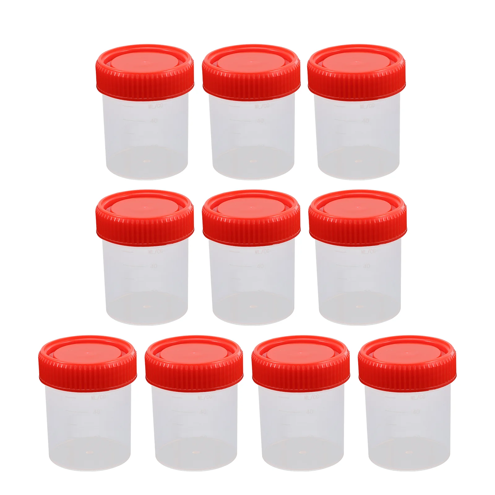 10 Pcs Sample Cup Urine Cups with Screw Caps Specimen Containers Cover Collection Lids Plastic Red