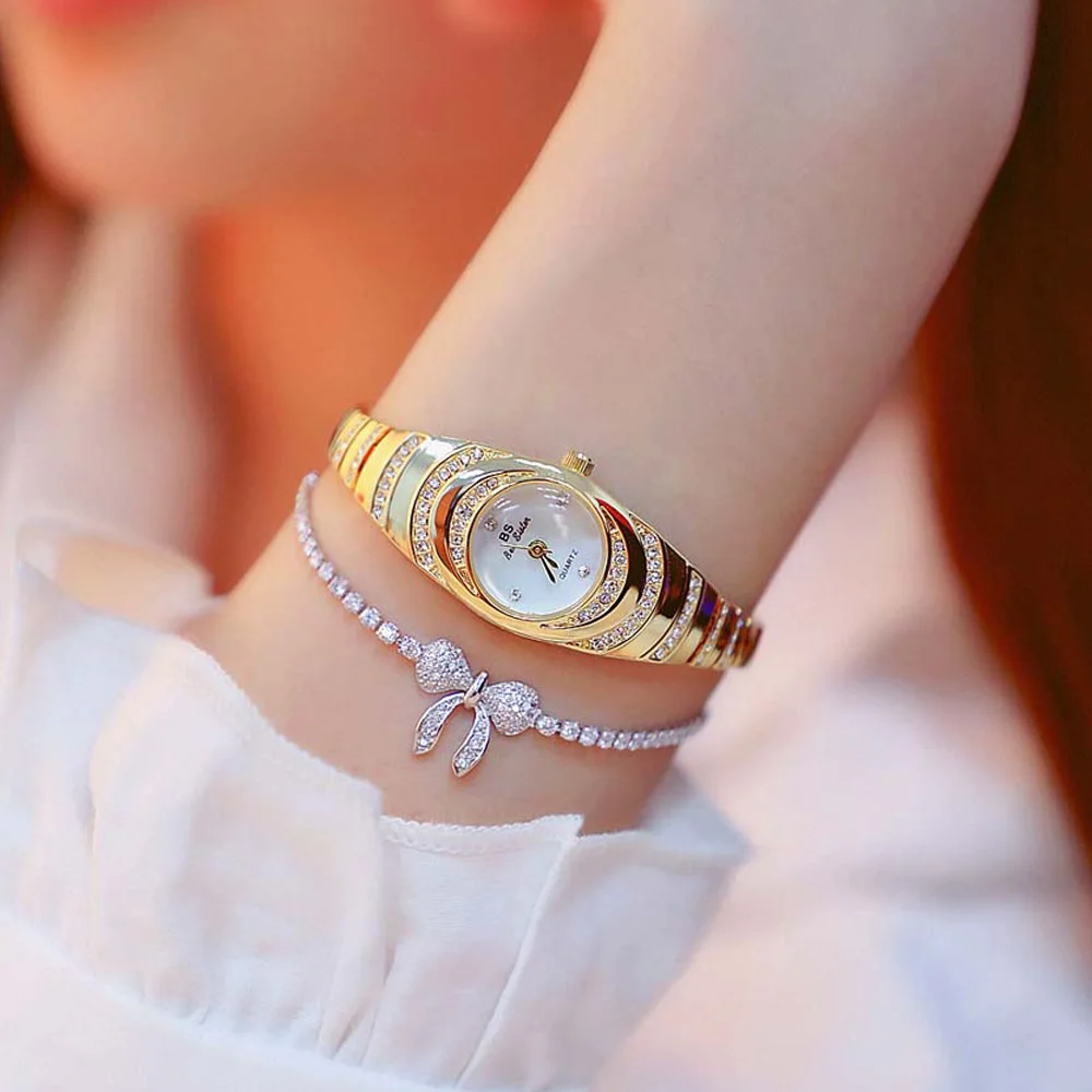 أفضل ماركة ساعة الموضة للنساء سوار مرصع بالألماس ساعات كوارتز نسائية فاخرة ساعة اليد الذهبية ساعة السيدات فستان هدية 2025 جديد