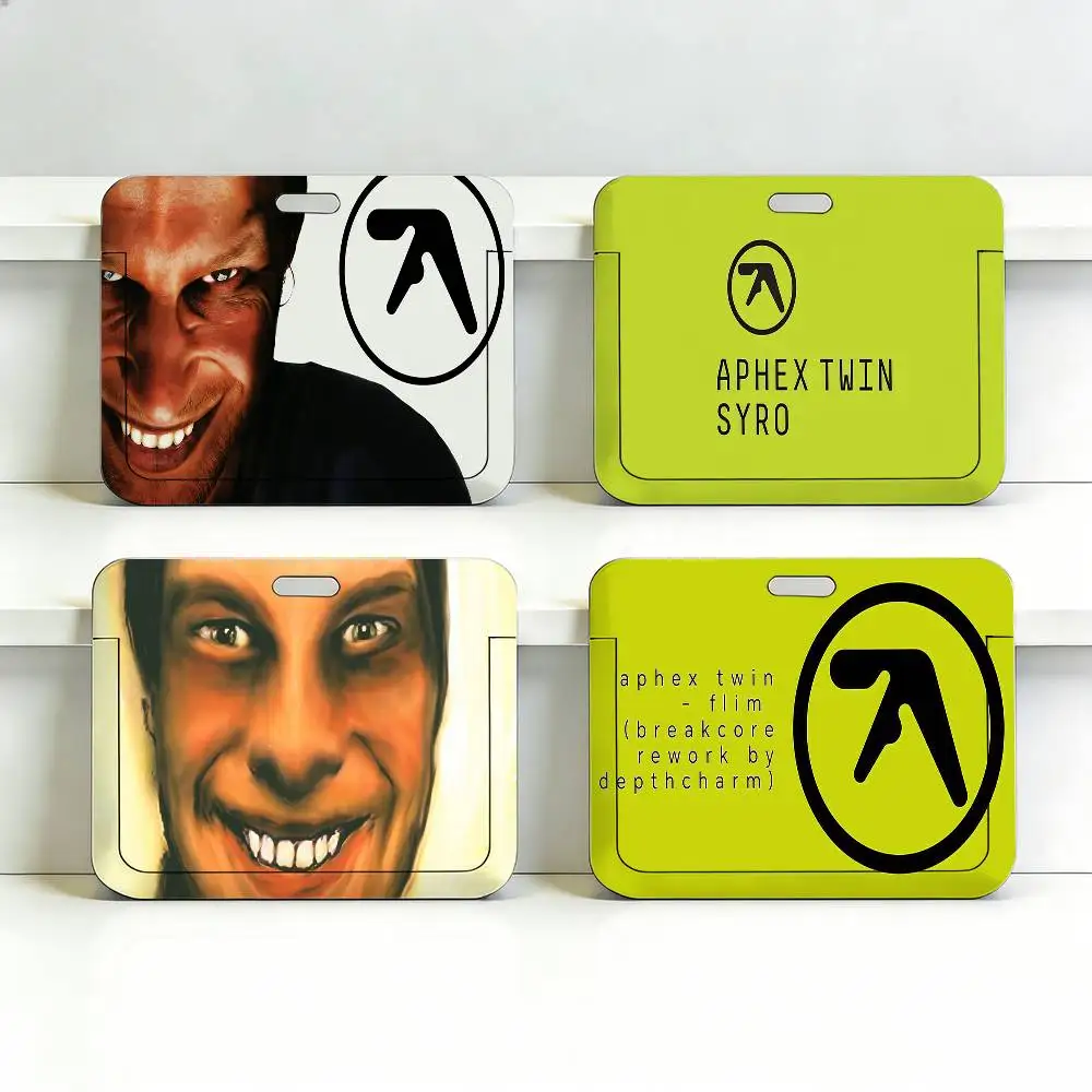 

Прозрачный пластиковый держатель для карт Band DJ A-Aphex T-Twin Q с выдвижной крышкой и шнурком для рабочего пропуска/удостоверения личности