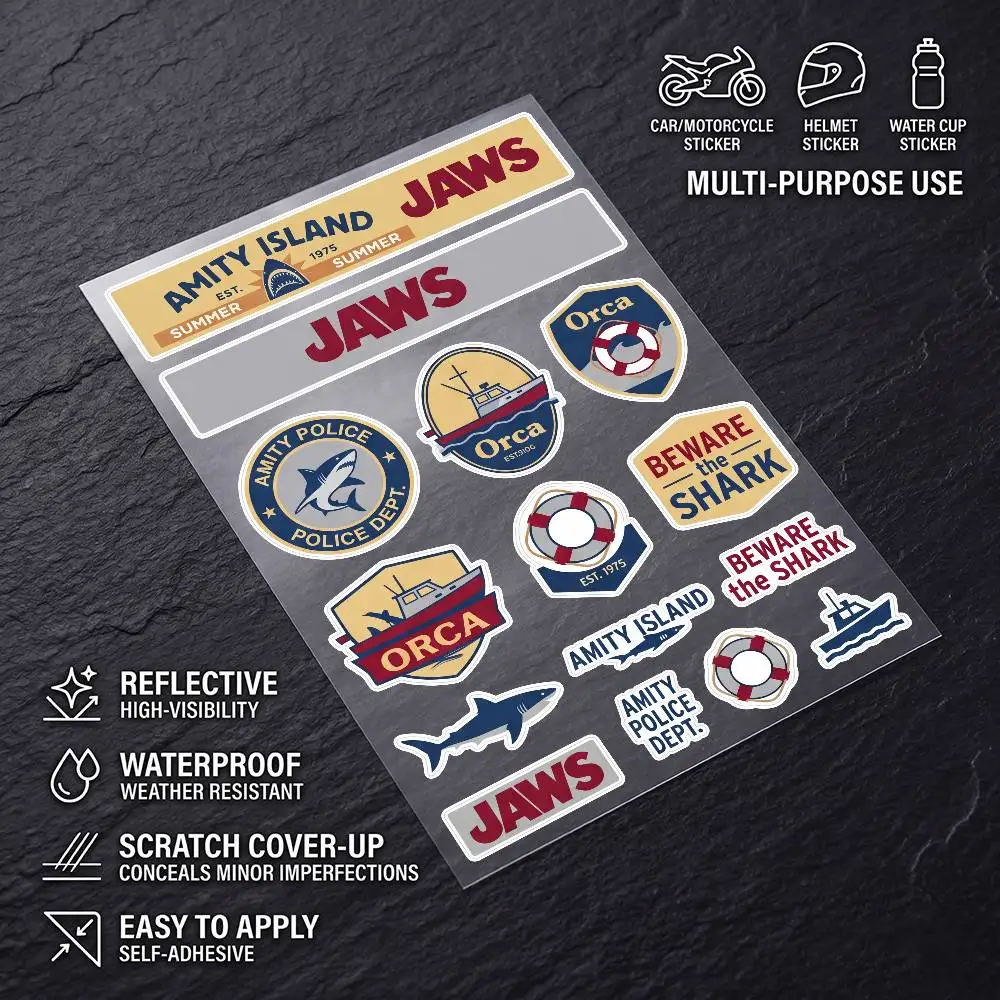 Poster J-aw-s Safety Reflective Waterproof Auto Decal Scratch Cover Stickers Universal For Bike Helmet Mug Refrigerator