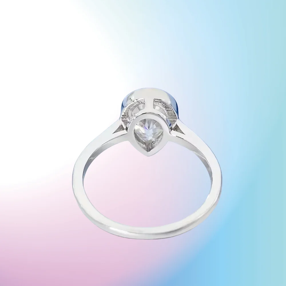 

New 2CT D Color Pear Cut Moissanite Rings For Women S925 Silver 7x10mm Diamond Solitaire Ring Wedding Band Party Fine Jewelry
