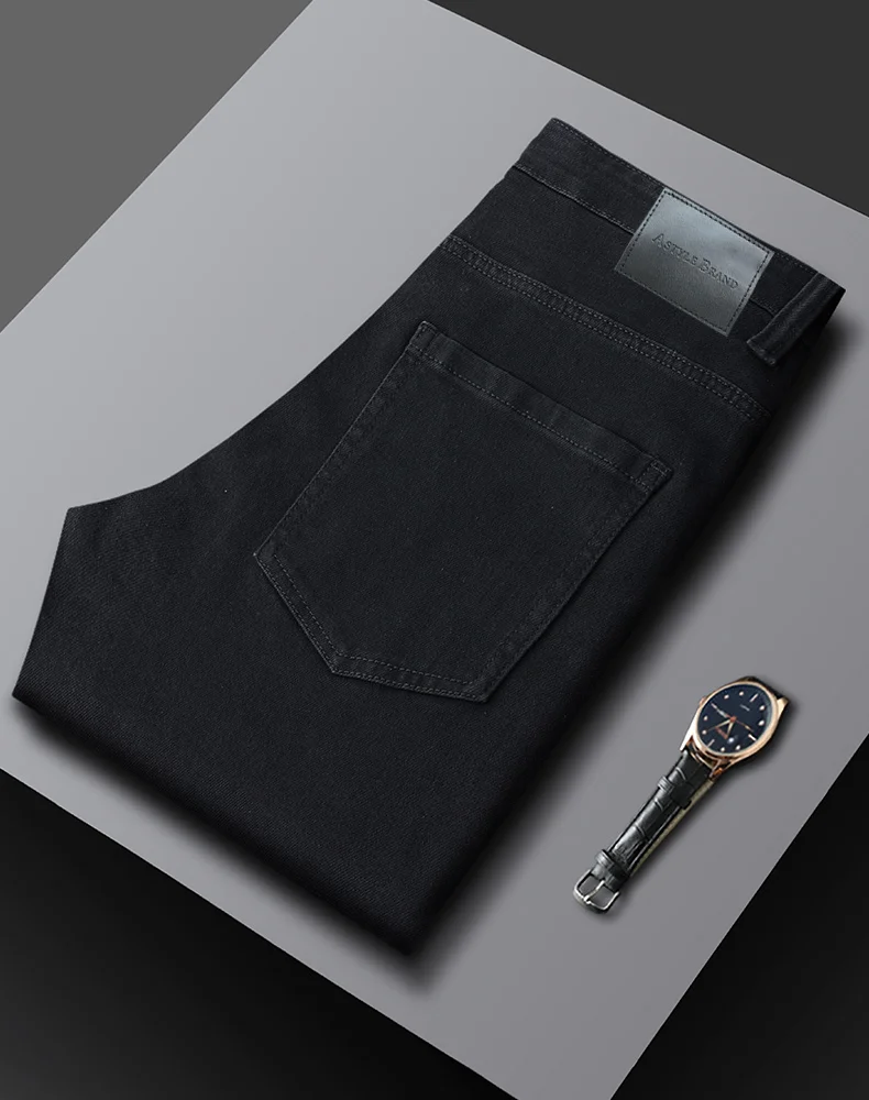 

Men's Premium Lightweight Business Stretch Denim Pants - Versatile Slim Fit Straight Leg Long Trousers for All Seasons