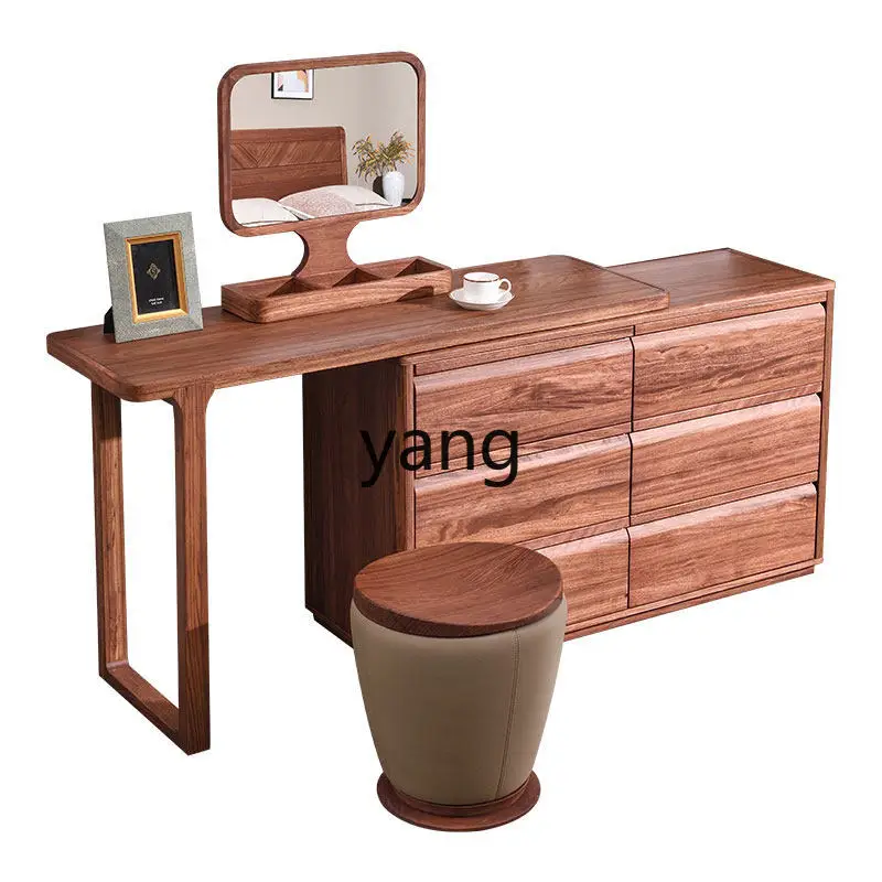 

LH new Chinese ebony dresser chest cabinet integrated storage solid wood makeup table