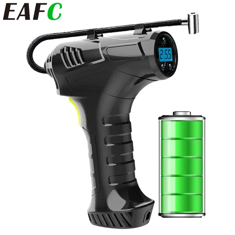 EAFC 120W Handheld Portable Air Compressor Wireless/Wired Inflatable Pump Air Pump Tire Inflator Digital for Car Bicycle Balls