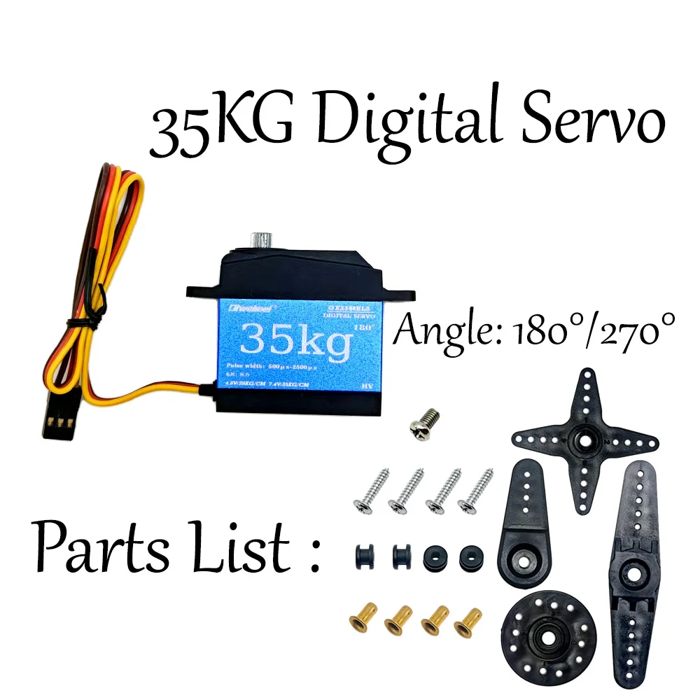 35KG デジタルサーボ 180/270 度、メタルギア高トルク 7.4V、ヘビーデューティー RC ロボット産業用