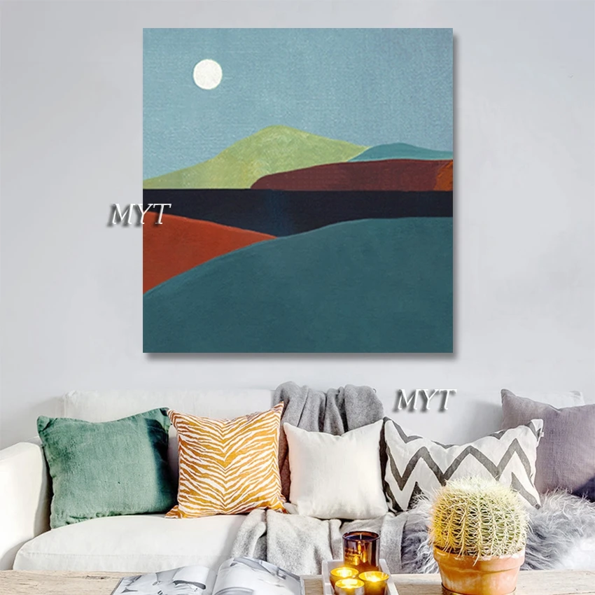 

Beautiful Scenery Oil Painting Modern Half Abstract Canvas Picture Outdoor Wall Art Unframed Mountain Hand-painted Artwork