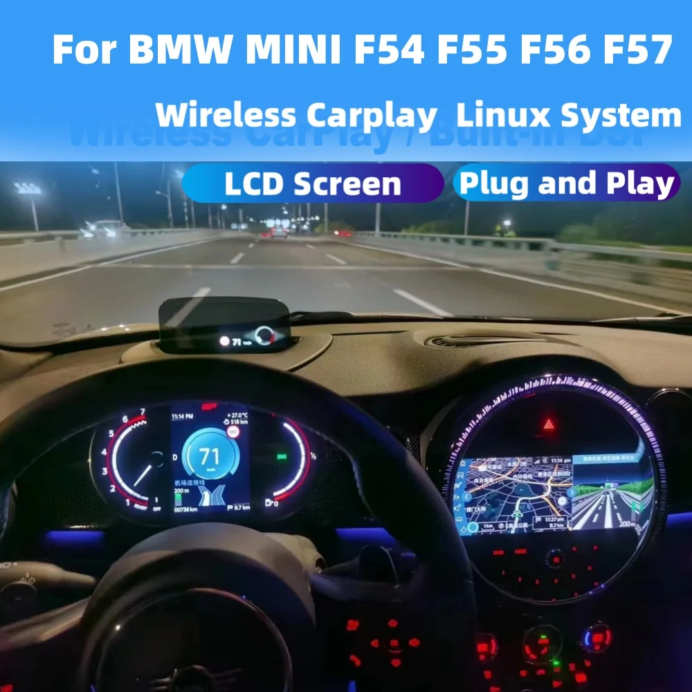 

For BMW MINI F54 F55 F56 F57 Wireless carplay Speed Meter LCD Cluster Instrument Panel Multimedia Player Dashboard
