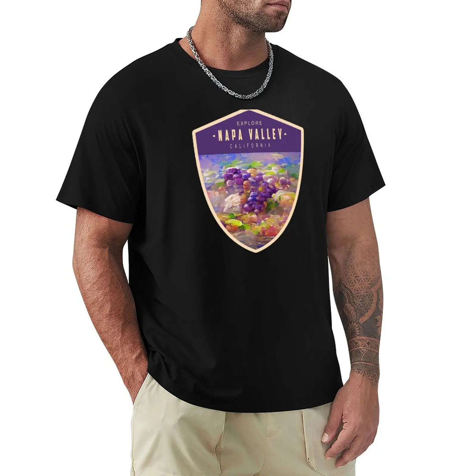 Travel Badge California Wine Grapes Napa Valley T-Shirt Urban Style Print T-Shirt