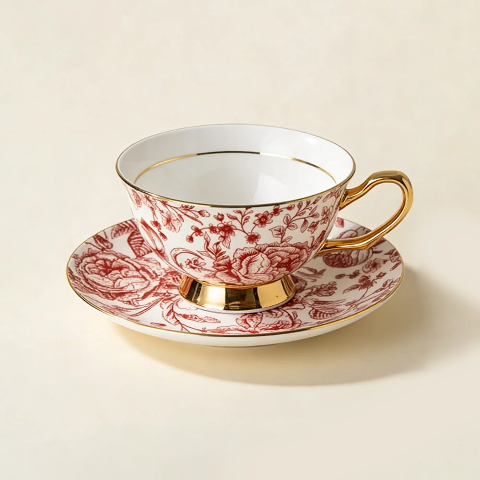 PYH medieval ceramic coffee cup and saucer set, creative flowers, Phnom Penh gift box, exquisite sense