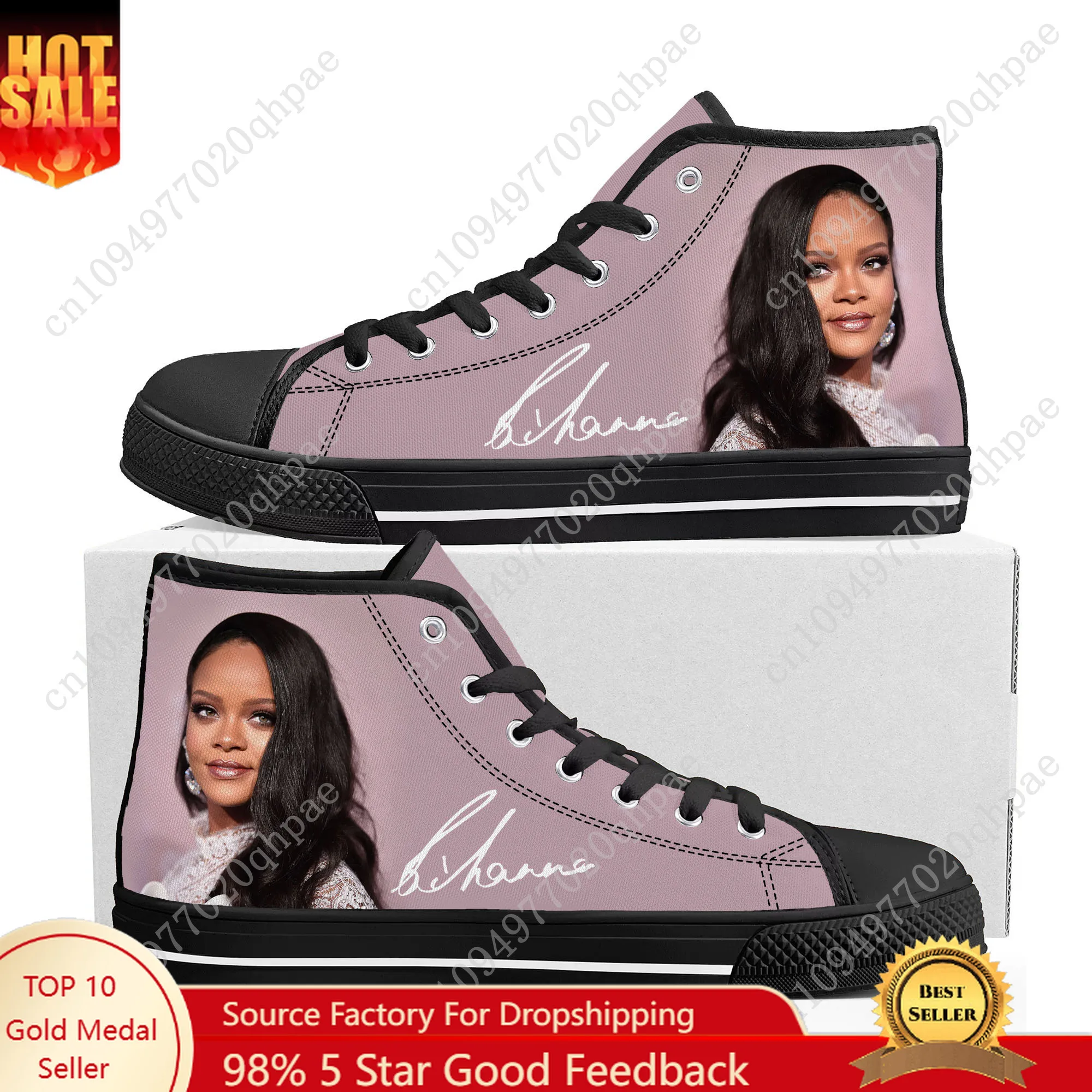 R-Rihanna High Top Sneakers Mens Womens Teenager High Quality Canvas Sneaker 3D Print Casual Couple Shoes Personalized Shoe