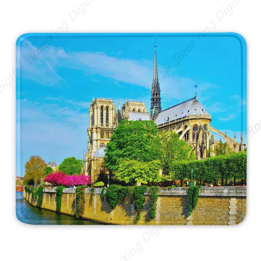 Notre Dame Cathedral Mouse Pad Gift Souvenir Rubber Non Slip Suitable For Gaming Office Laptop 18*22cm