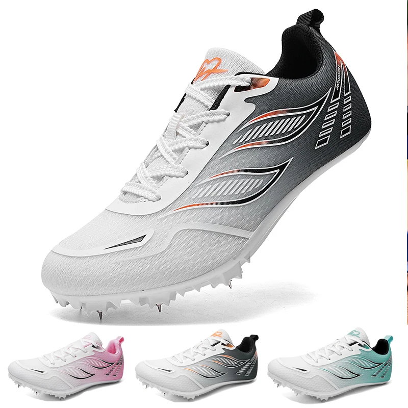 

Men Women Track Field Events Cleats Sprint Shoes Athlete Short Spikes Running Sneakers Training Racing Sport Shoes Size