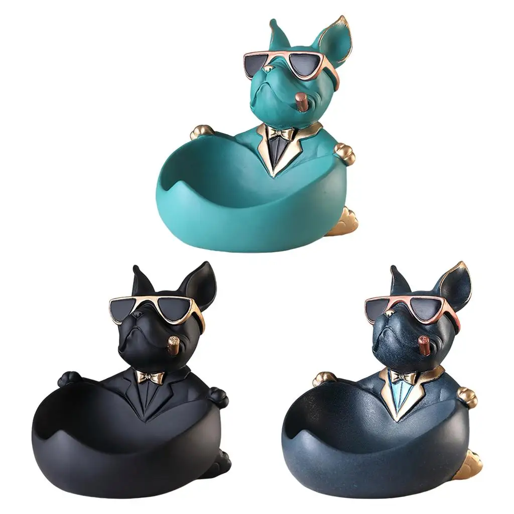 

Dog Statue Figurine Desktop Gathering Key Entry Storage Box Ornamental Resin