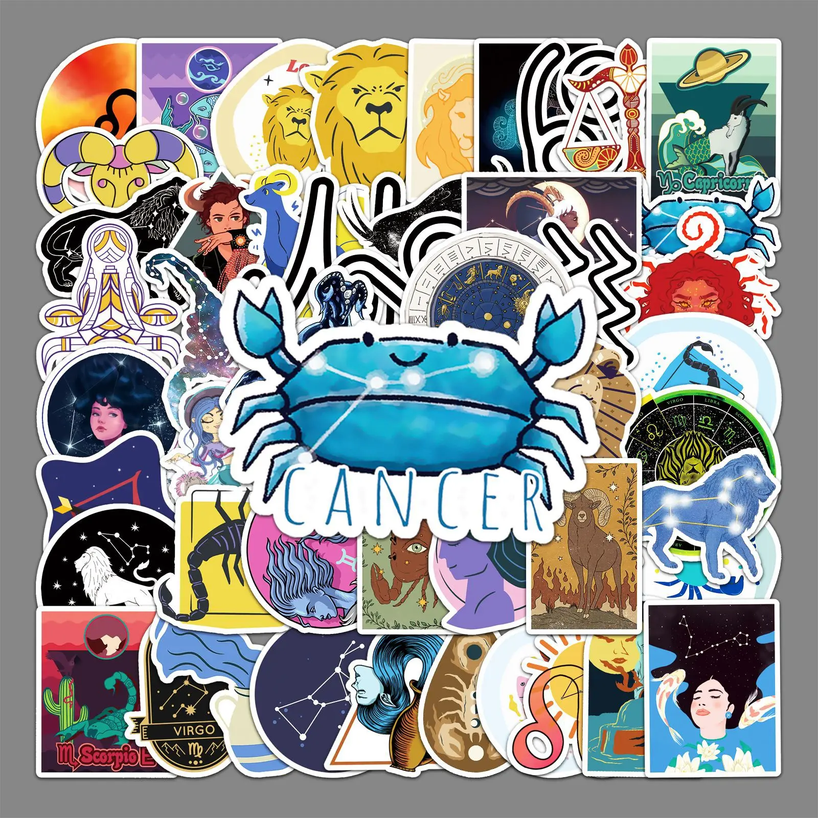 50 Trendy Stickers for Twelve Zodiac Signs, Scooter Luggage Stickers, Laptop, Car, Motorcycle Decoration