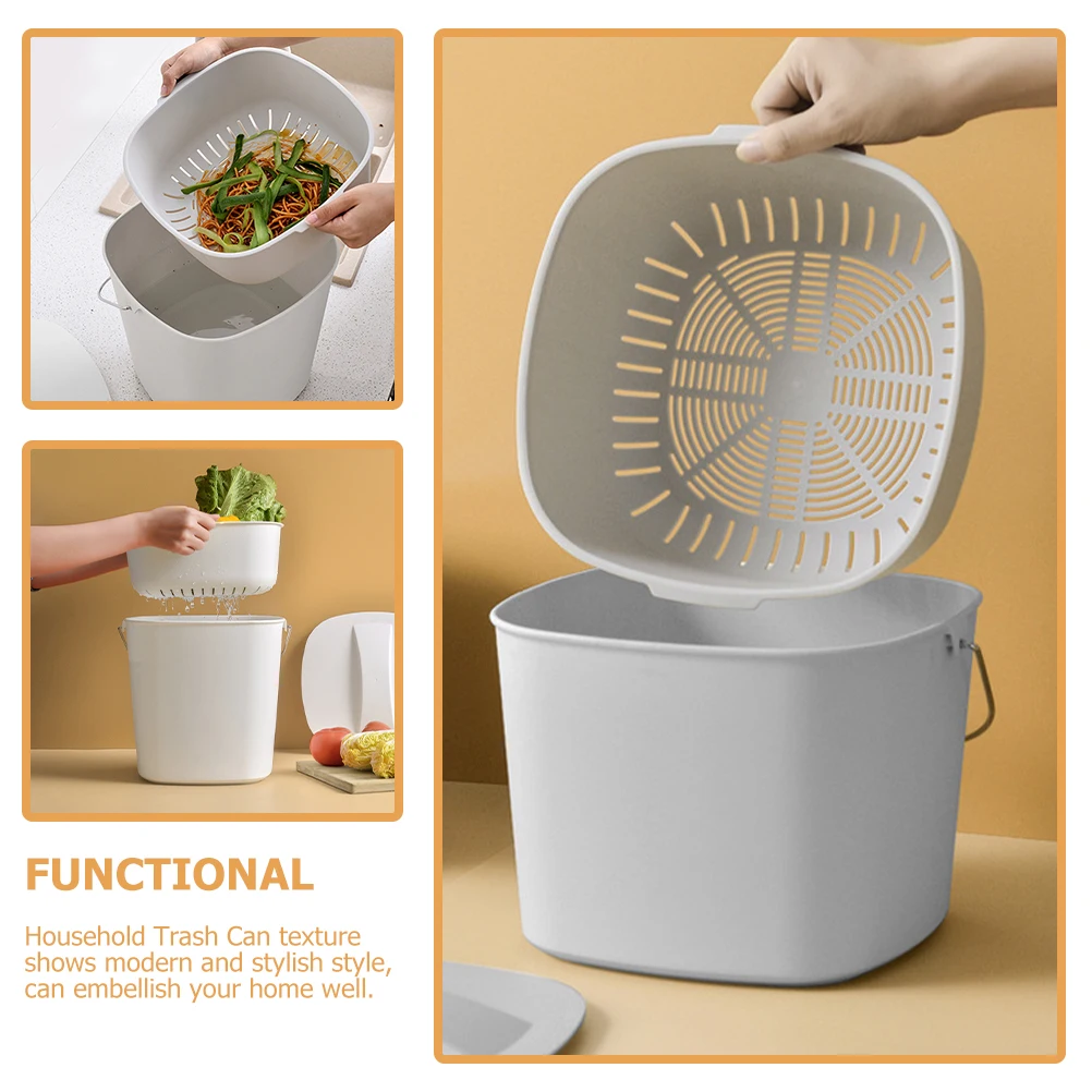 

Double Compartment Kitchen Trash Can Plastic Waste Bin For Home Restaurant Drain Trash Dry Wet Classified Garbage