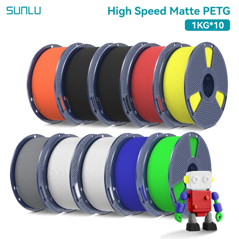 SUNLU 10 kg Hochgeschwindigkeits-Matt-PETG-Filament 1,75 mm – ultraschneller Druck mit 600 mm/s, keine Besaitung, PETG für Creality, Prusa, Bambu Lab