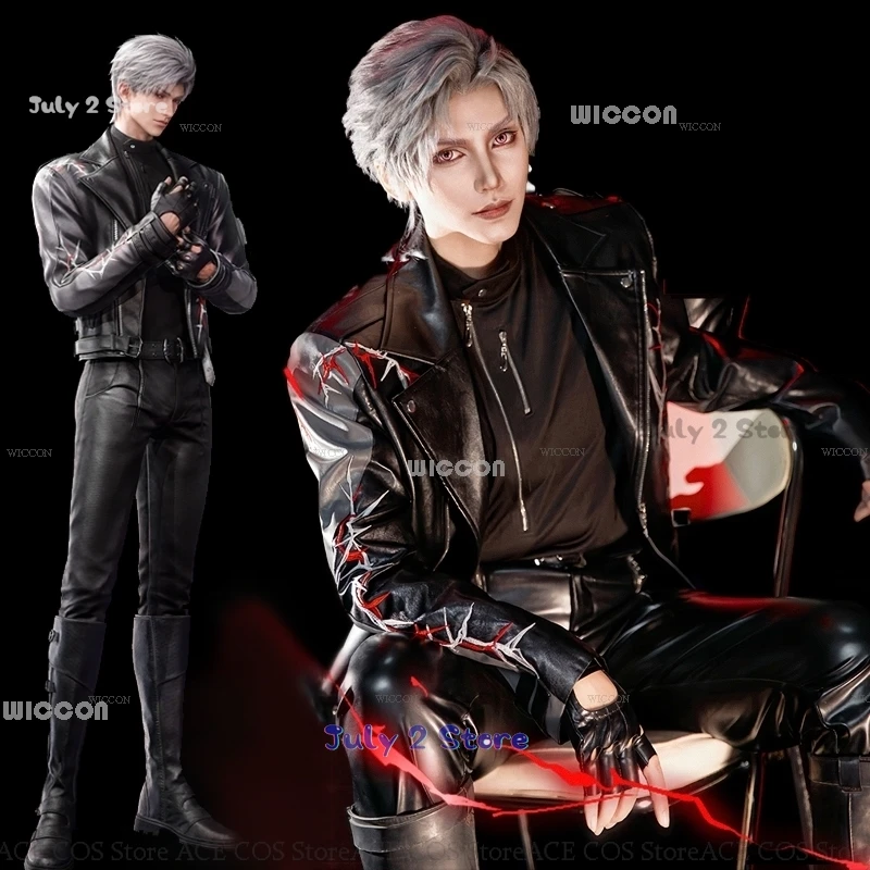 Amour et Espace Profond Sylus Cosplay Costume pour Homme, Perruque Yeux, Jeu Anime, Vêtements en Mousse Noire, Veste et Pantalon Imbibés, ixd'Halloween