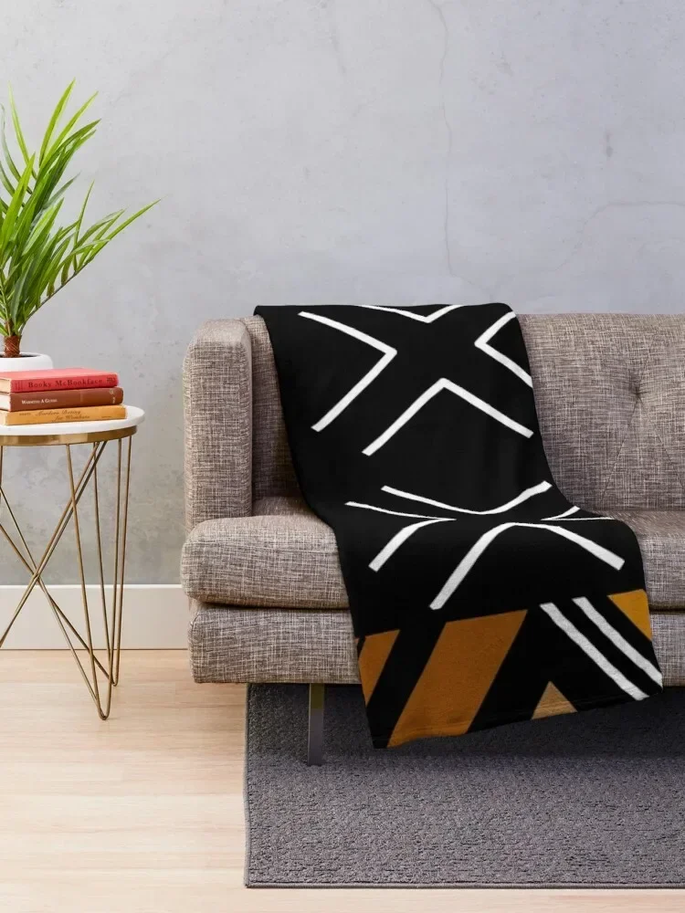 African Mud Cloth Bogolan Design Throw Blanket Fuzzy Blanket