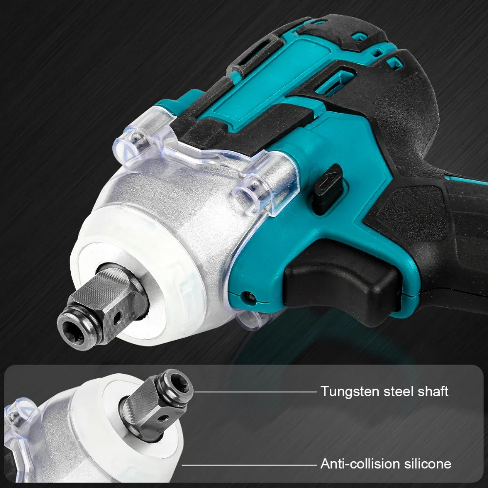 Electric Impact Wrench Cordless Brushless Electric Wrench LED 1/2 inch Screwdriver Power Tools Compatible Makita 18V Battery