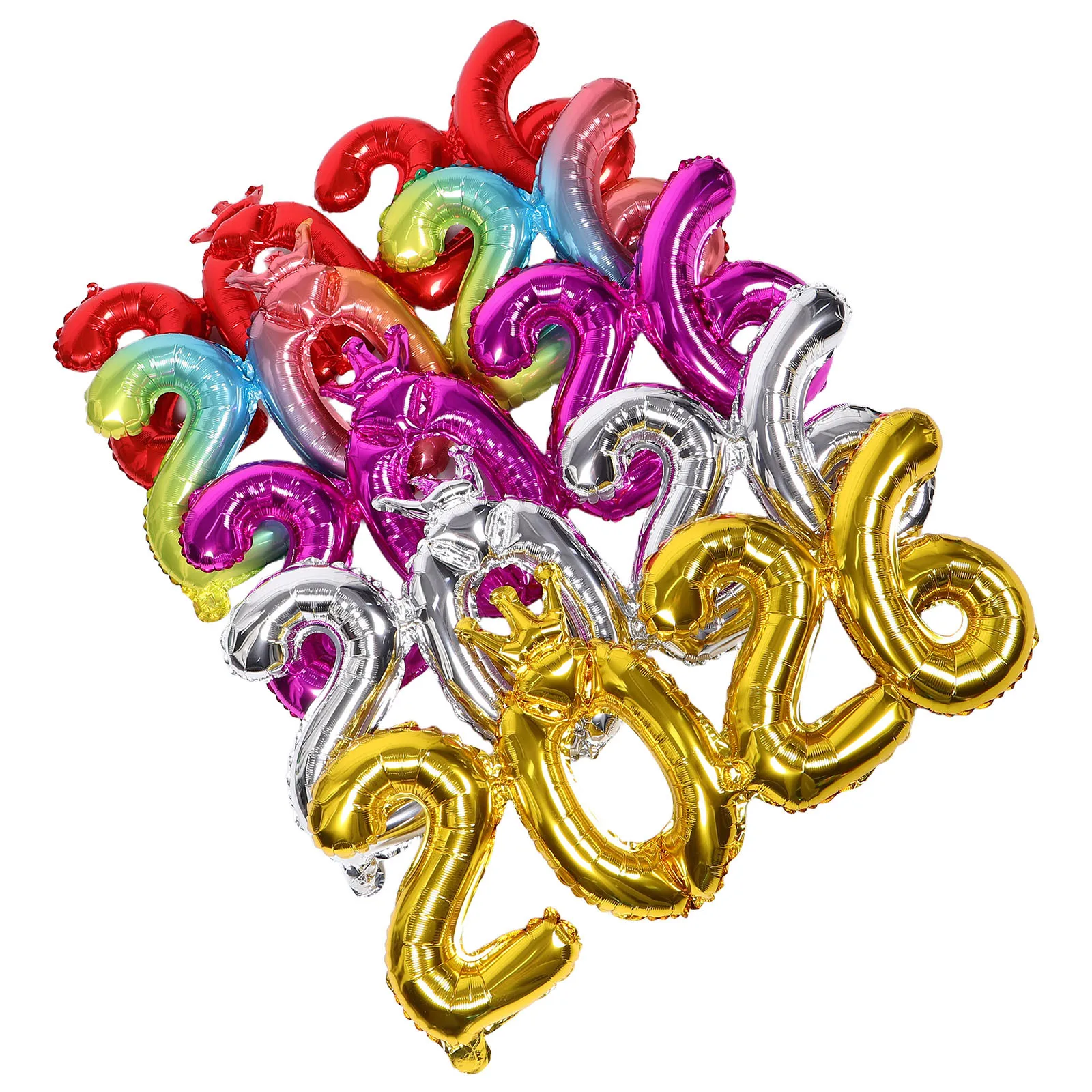 

5Pcs New Year Foil Balloons 38 Inch Jumbo Silver Gold 2026 Numeric Foil Balloons Photo Backdrop Props Festive Party Decorations