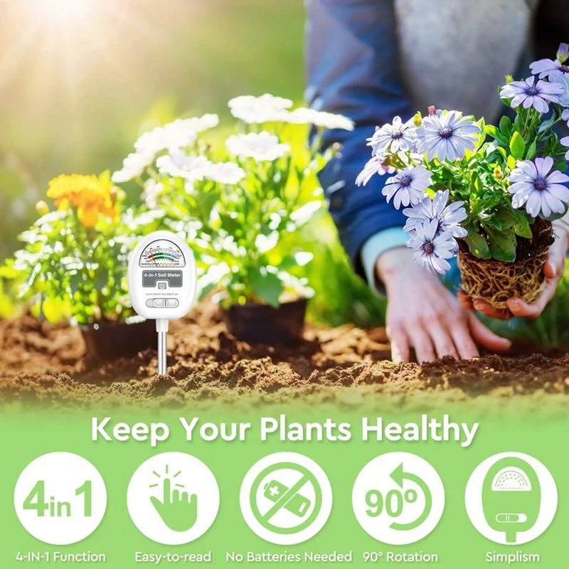 Hot Sale 4-In-1 Soil Moisture Meter Soil PH Meter Soil Water Meter Soil Tester For Moisture For Garden/Farm/Plants