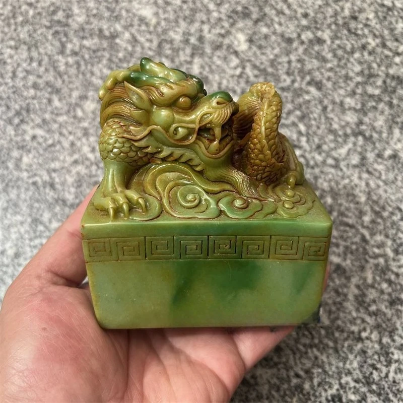 Chinese Dragon Seal Statue Resin Crafts Sculptures Vintage Imperial Seal Feng Shui Home Desktop Decorative Ornaments