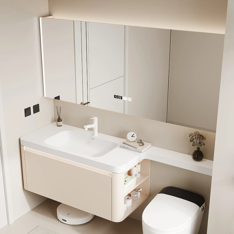 

Corian integrated basin bathroom cabinet combination toilet extension oak face wash hand basin sink