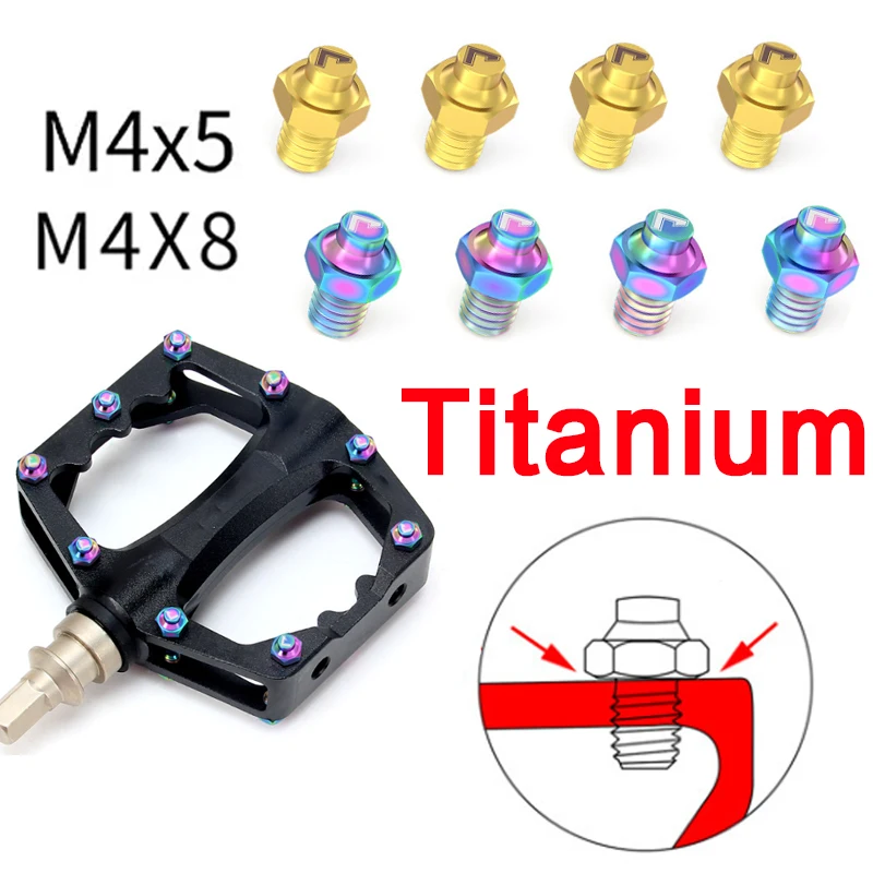 

Titanium M4x5 M4x8 Bicycle Pedal Screws Anti-Slip Bolts for Mountain XC AM DH Bike Screws nail