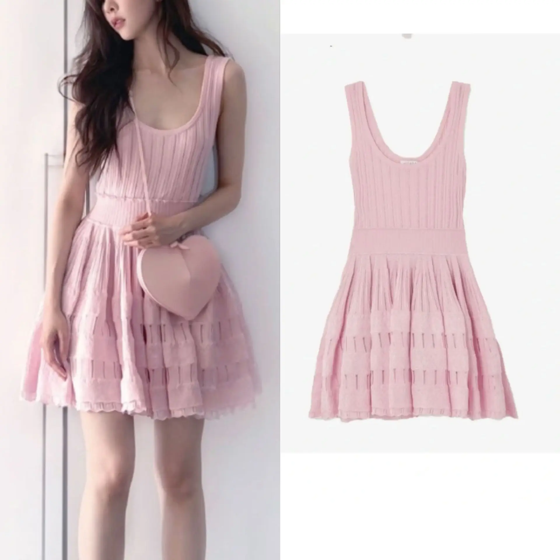 

MAGOGO, новое вязаное короткое платье высокого класса, женское летнее платье во французском стиле, изысканный дизайн, жилет без рукавов, платье с вышивкой