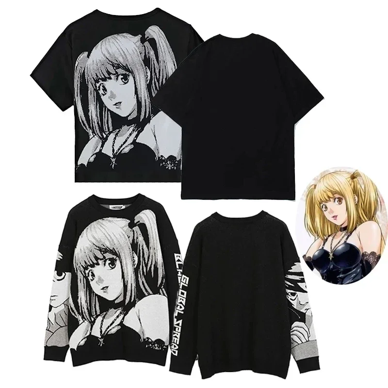 

Аниме Death Note Misa Amane, искусственная кожа, сексуальные топы, свитер, Униформа, костюм для косплея, свободный свитер с коротким рукавом