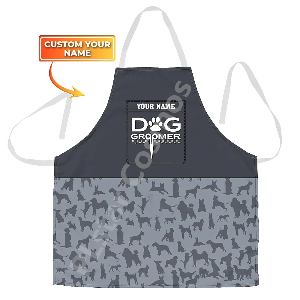 Dog Groomer Apron Grooming Dog Pattern Apron Custom You Name 3D All Over Printed Apron