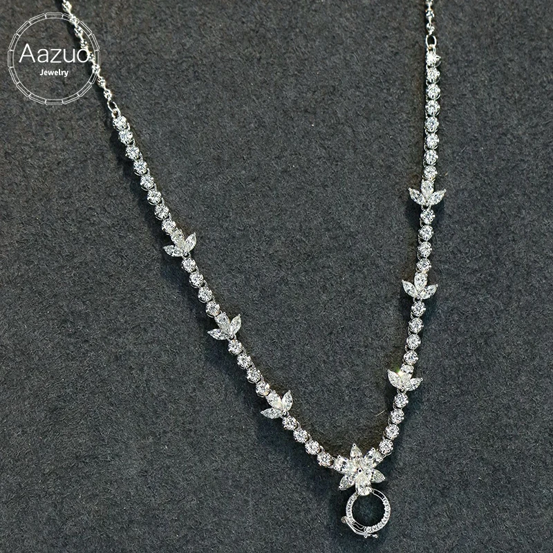 Aazuo Luxury Jewelry 18K Solid White Gold Real Diamonds 1.73ct Advanced Banquet Necklace For Woman Senior Party Valentine's Day
