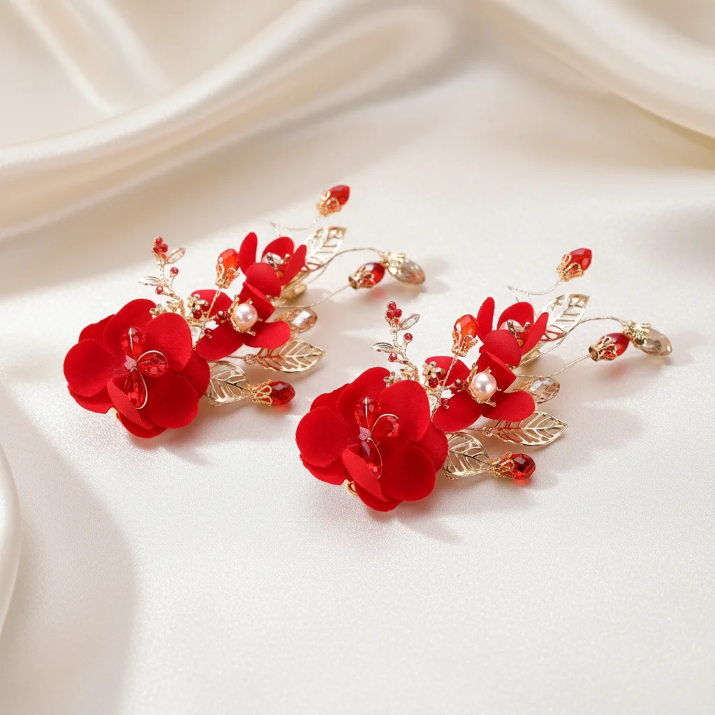 Kids Flower Hair Clips 2pcs Alloy Durable Safe Rounded Corners For Girls Age 3-12