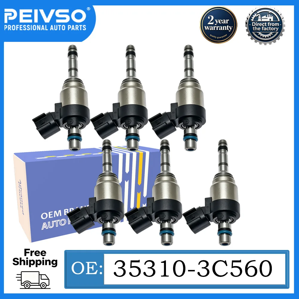6PCS Fuel Injector 35310-3C560 353103C560 For Hyundai Azera Genesis Santa Fe Kia Cadenza K900 Sedona Sorento 3.3L 3.8L 2011-2018