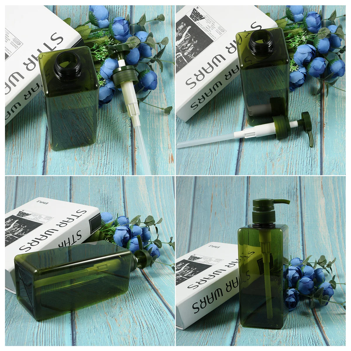 Botella de bomba cuadrada transparente de gran capacidad de 650Ml para champú dispensador de jabón líquido contenedor rellenable vacío de plástico