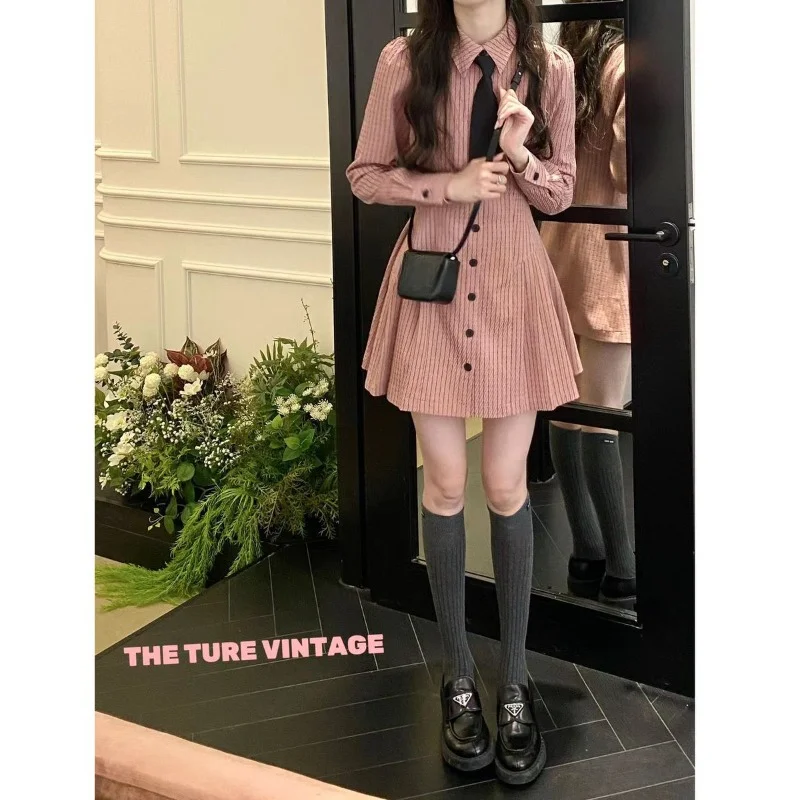 Autumn New Academic Long-sleeved Dress Design Sense Niche French Sweet Spicy Style Fried Street Shirt Skirt Children's Tide