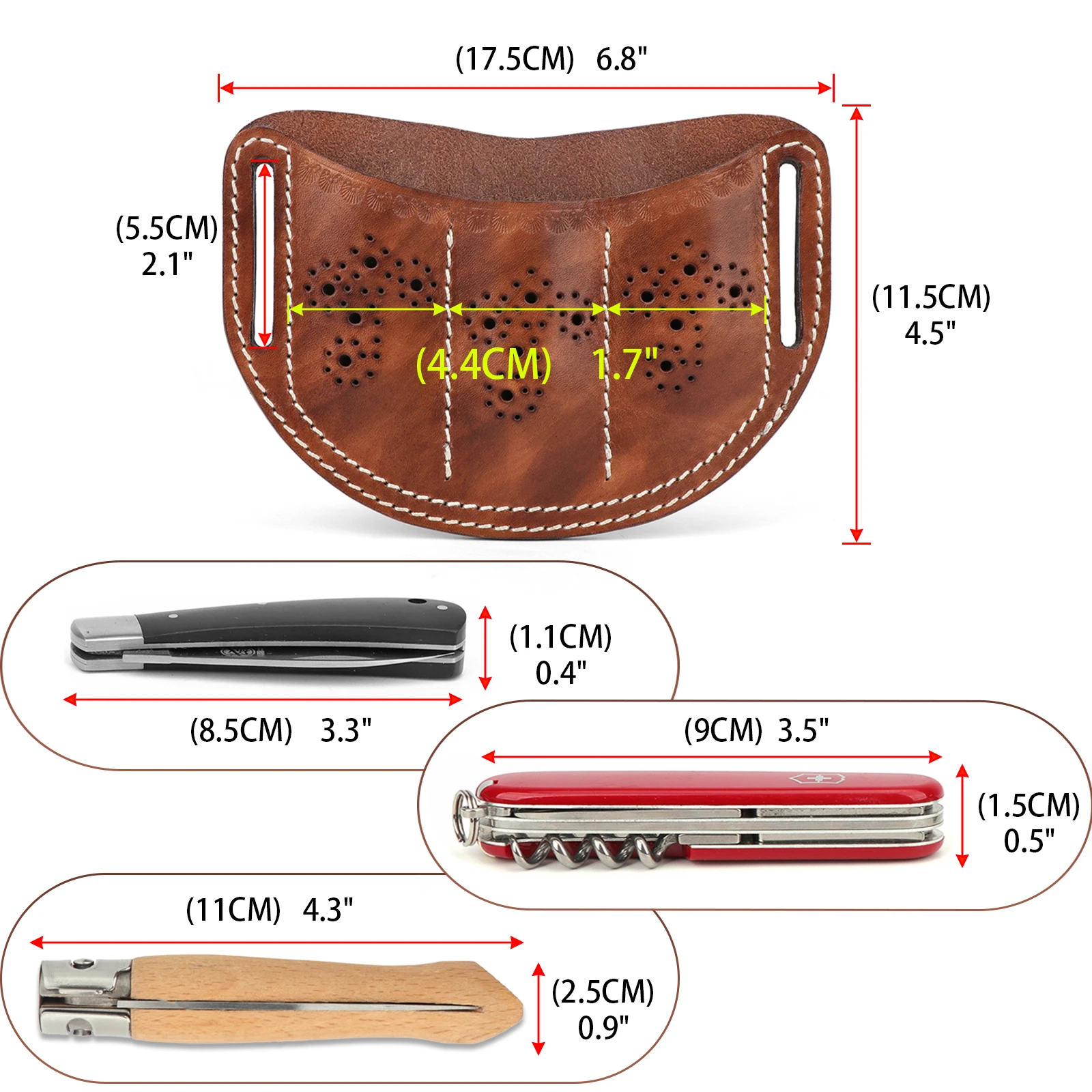 Tourbon Leather EDC Pocket Organizer for Folding Knife Mini Knife Slip Pouch Multitool Holder Knife Sheath with 3 Pockets