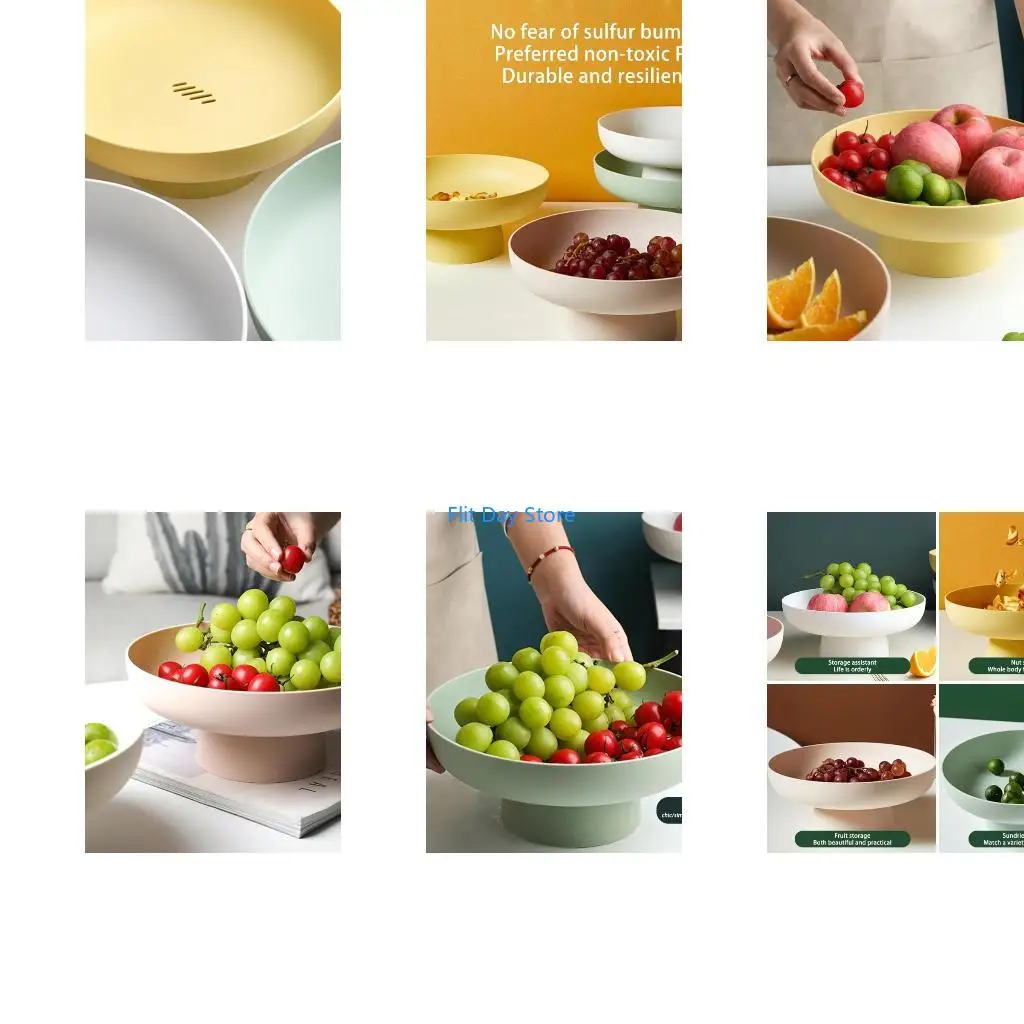 F92C Fruit Dish Round Drain Fruit Basket Modern Container for Kitchen Counter